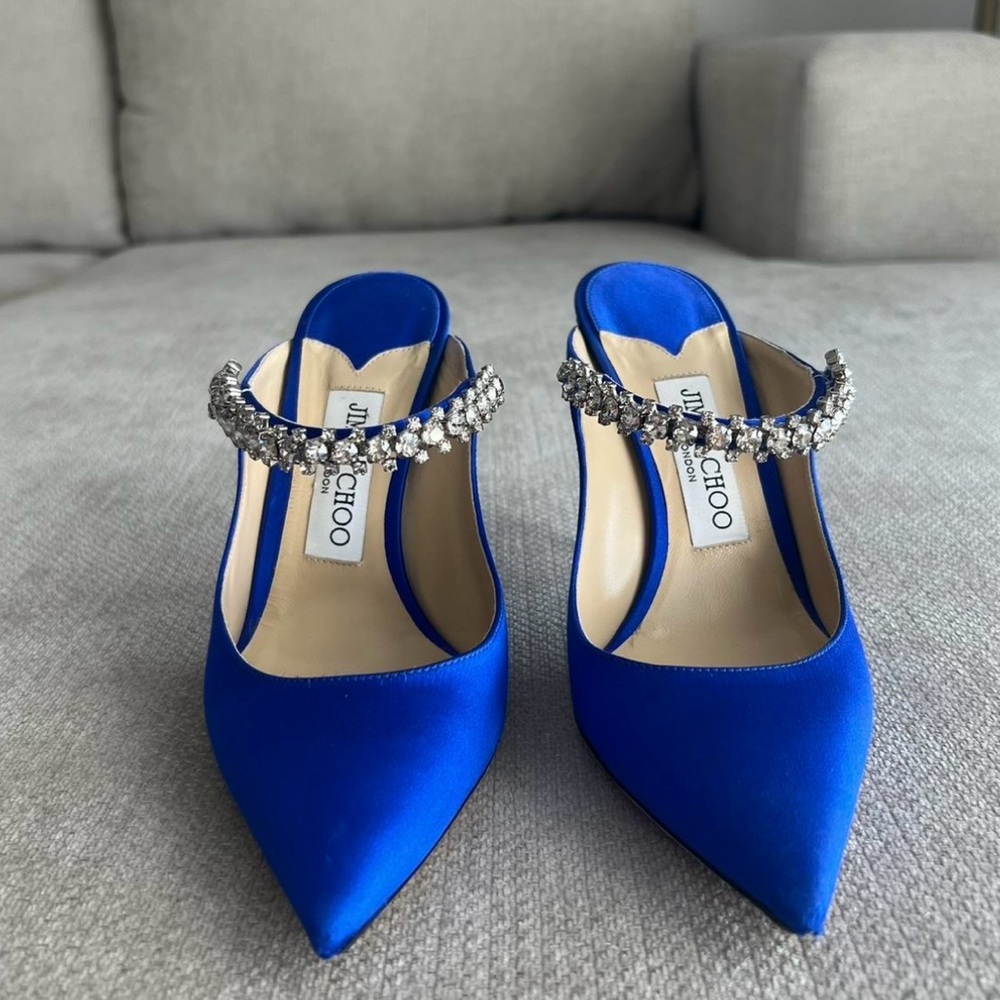Jimmy Choo Blue Heels with Crystal Accents
